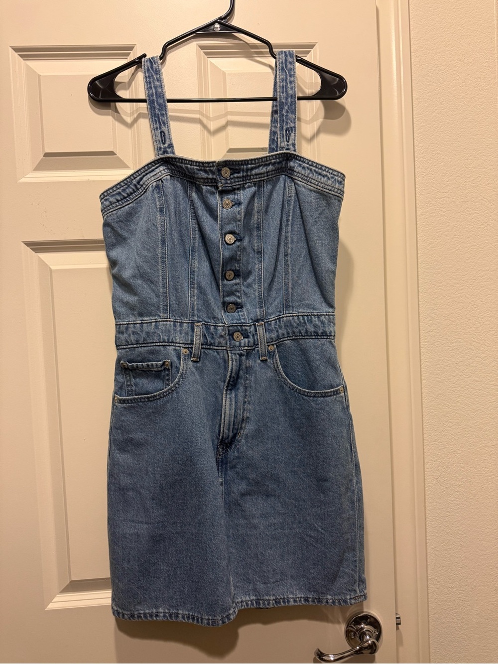 Levi's Light Blue Denim Button-Front Overall Dress